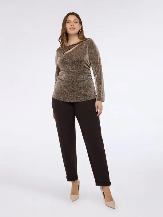 Pantaloni Balloon in tessuto scuba Donna, Marrone (58 IT)