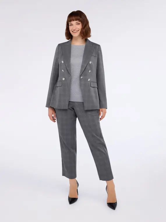 Pantaloni balloon stampa a quadri con filo lurex Donna, Grigio (46 IT) miniatura 3