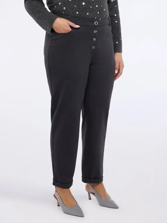 Pantaloni Barrel in Punto Milano Donna, Grigio (60-62 IT) miniatura 3