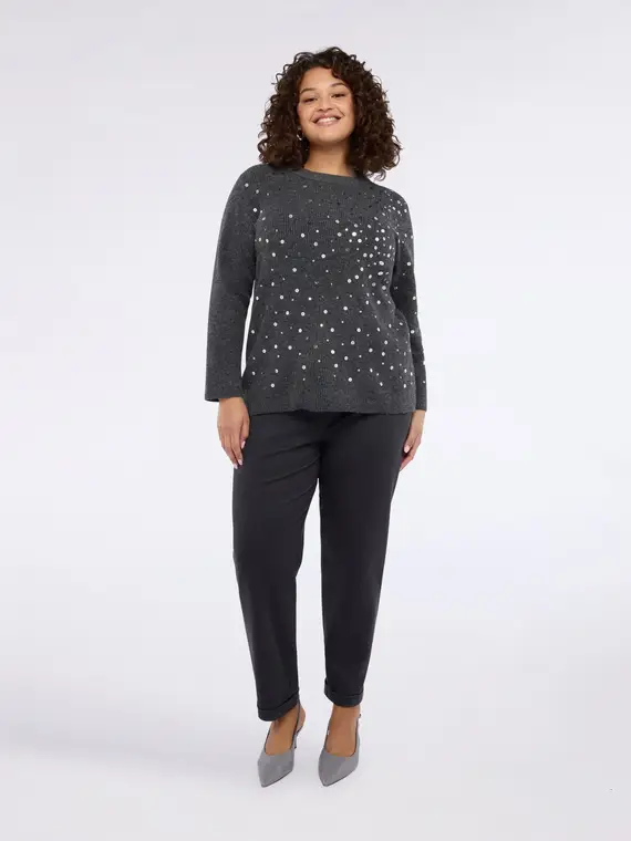 Pantaloni Barrel in Punto Milano Donna, Grigio (60-62 IT)