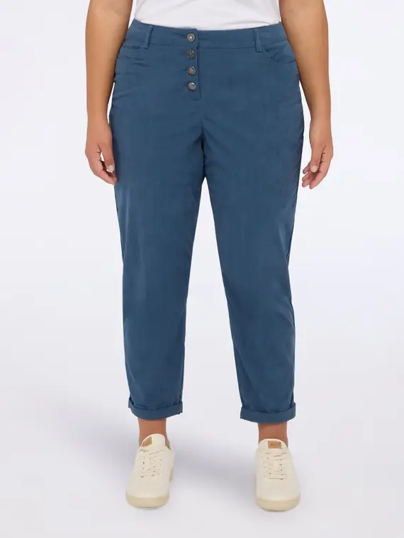 Pantaloni Barrel in velluto a coste Donna, Ottanio (58 IT)