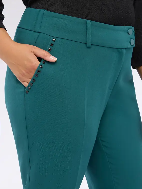 Pantaloni carrot fit con borchie Donna, Ottanio (44 IT) miniatura 3
