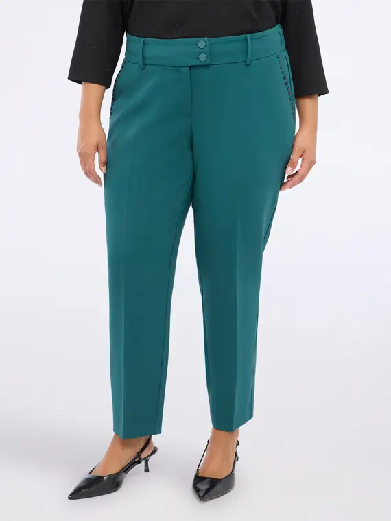Pantaloni carrot fit con borchie Donna, Ottanio (44 IT)