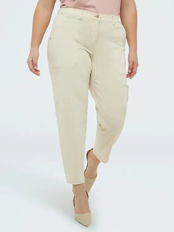 Pantaloni Carrot Fit in cotone Donna, Beige (50 IT)