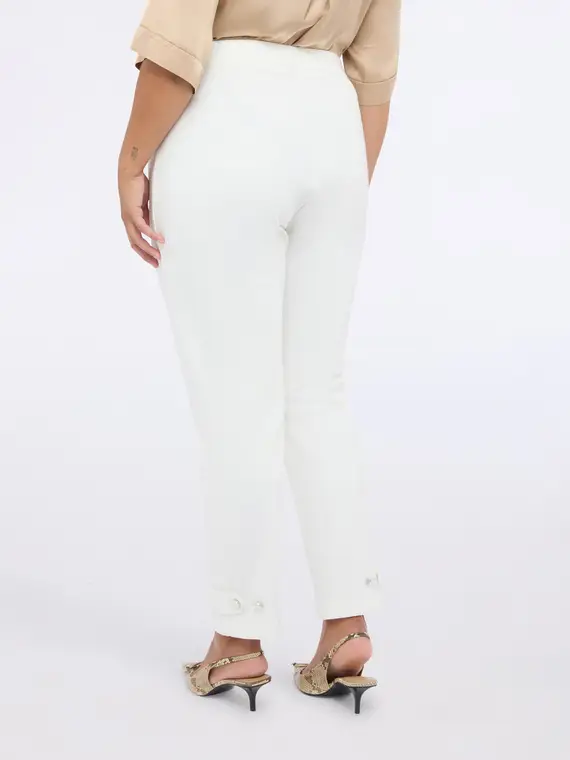 Pantaloni Carrot Fit in Punto Milano Donna, Bianco (44-46 IT) miniatura 2