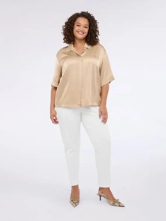 Pantaloni Carrot Fit in Punto Milano Donna, Bianco (44-46 IT) miniatura 3