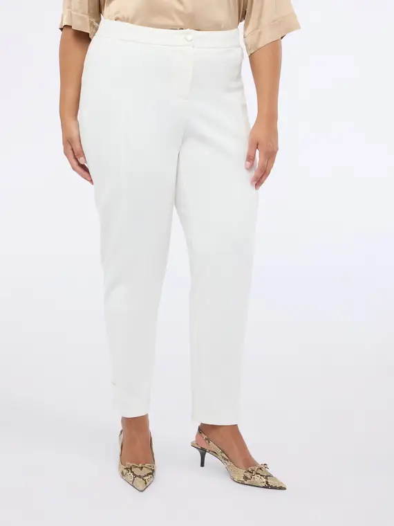 Pantaloni Carrot Fit in Punto Milano Donna, Bianco (44-46 IT)