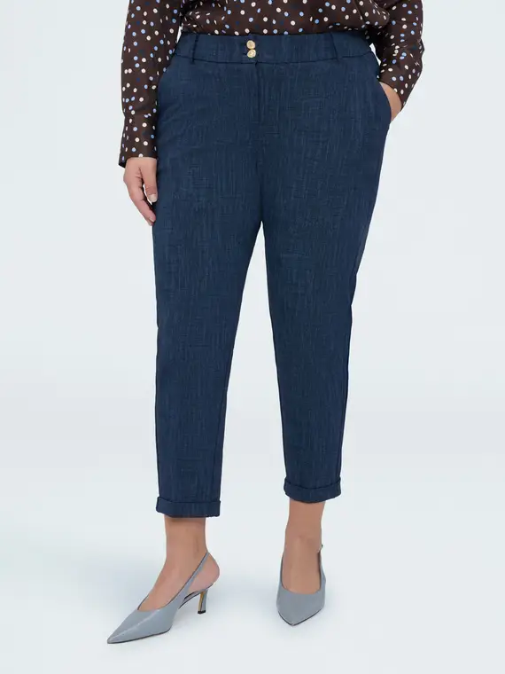 Pantaloni Carrot Fit in Punto Milano Donna, Blu (56-58 IT)