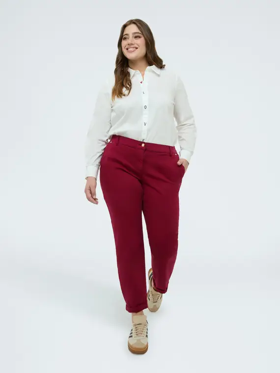 Pantaloni Chino in cotone Donna, Bordeaux (54 IT)