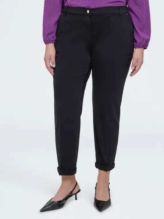Pantaloni Chino in cotone Donna, Nero (58 IT)