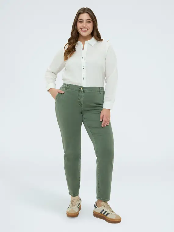 Pantaloni Chino in cotone Donna, Verde (56 IT)