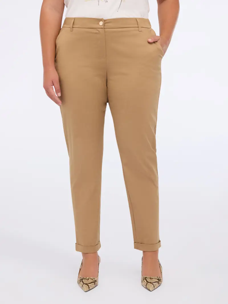 Pantaloni chino in misto cotone Donna, Beige (56 IT) miniatura 3