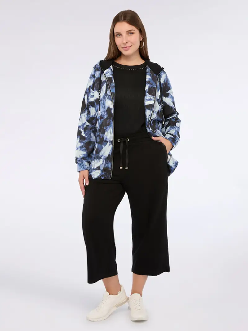 Fiorella Rubino - Pantaloni cropped in felpa Donna, Nero Taglia: XS (44-46 IT)