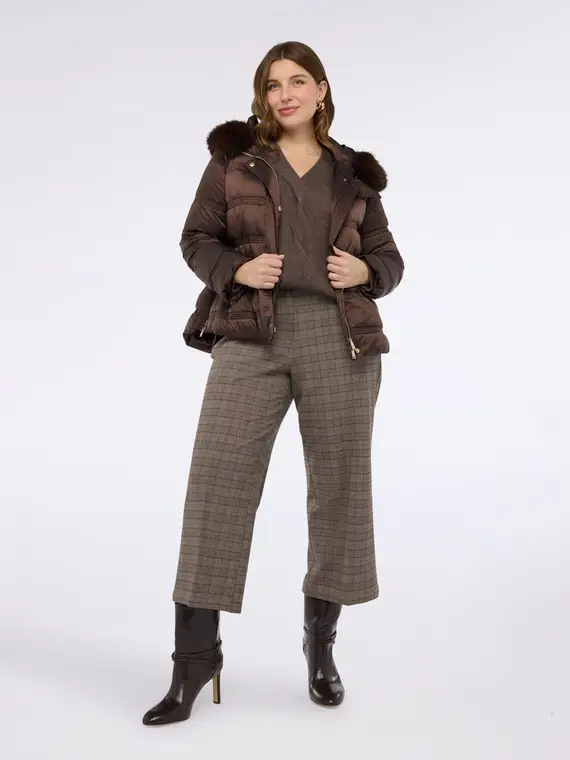 Pantaloni cropped in tessuto check Donna, Grigio (54 IT)