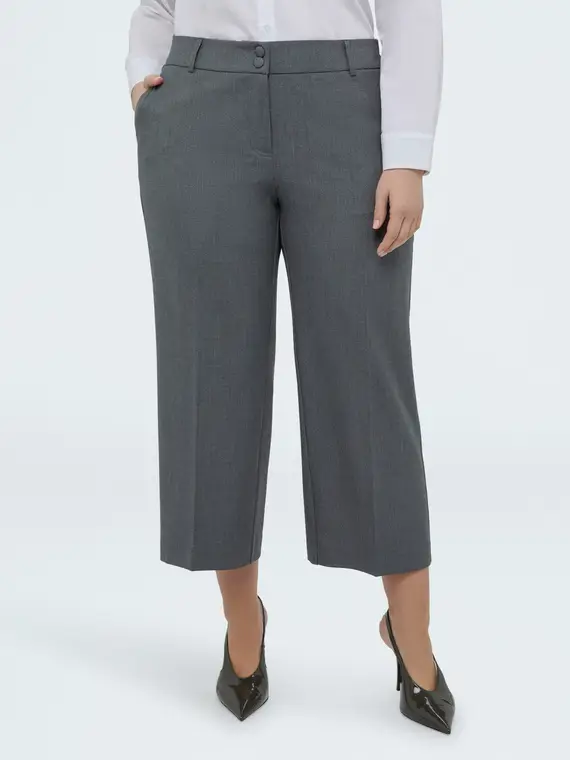 Pantaloni Cropped in tessuto melange Donna, Grigio (58 IT)