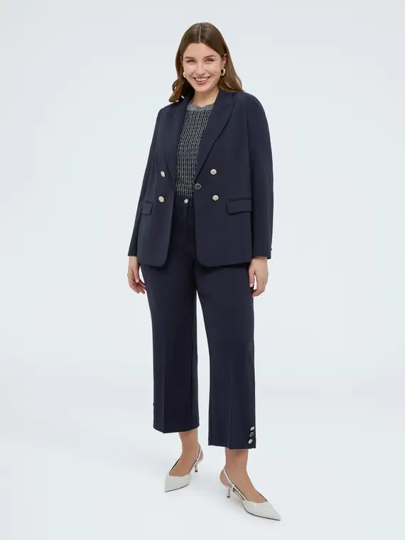 Pantaloni cropped in tessuto stretch Donna, Blu (44-46 IT) miniatura 3