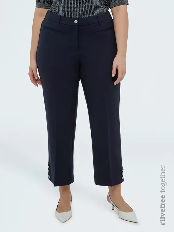 Pantaloni cropped in tessuto stretch Donna, Blu (44-46 IT)