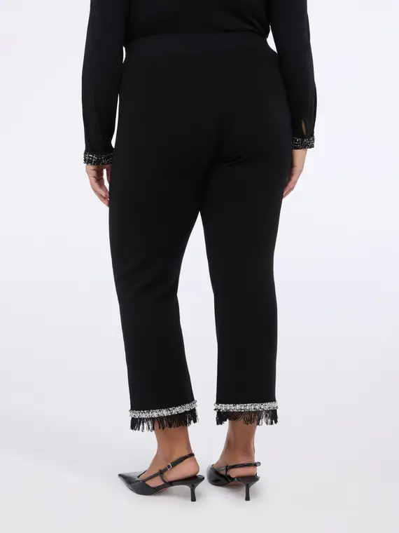 Pantaloni Flare in maglia con frange Donna, Nero (56-58 IT) miniatura 2