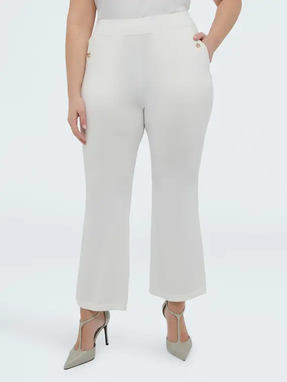 Pantaloni Flare in maglia Donna, Bianco (52-54 IT) miniatura 3