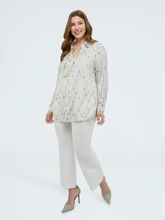 Pantaloni Flare in maglia Donna, Bianco (52-54 IT)