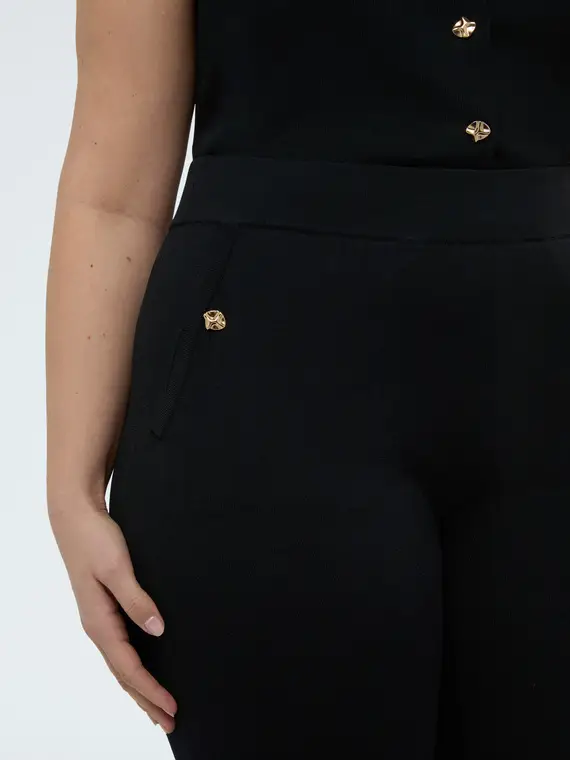 Pantaloni Flare in maglia Donna, Nero (56-58 IT) miniatura 3