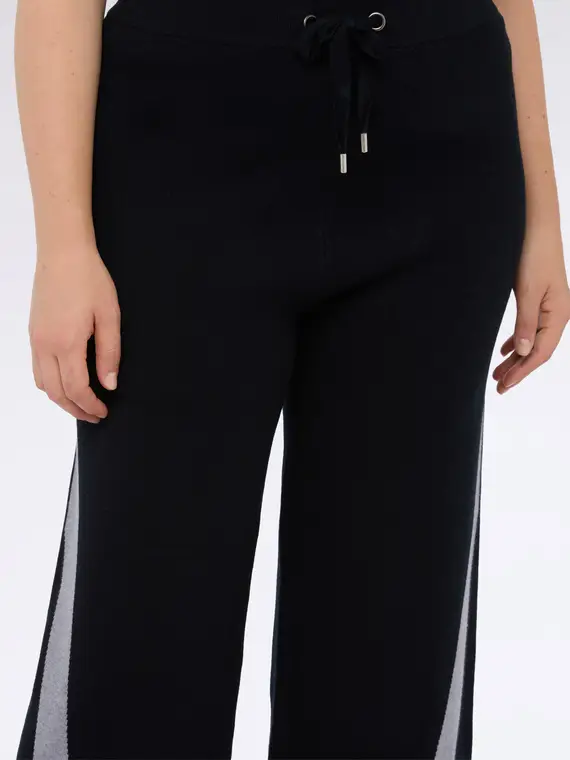 Pantaloni flare in maglia misto viscosa Donna, Nero (60-62 IT) miniatura 3