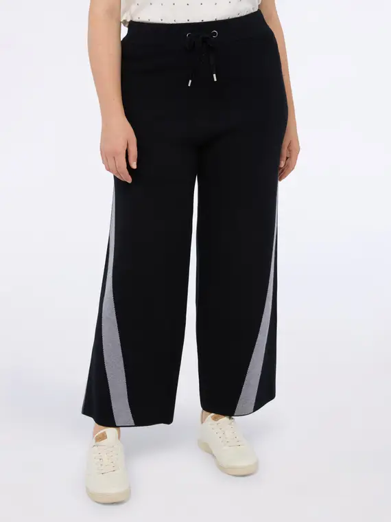 Pantaloni flare in maglia misto viscosa Donna, Nero (60-62 IT)