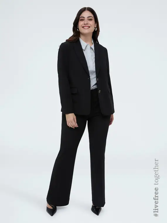 Pantaloni Flare in tessuto stretch Donna, Nero (56-58 IT)