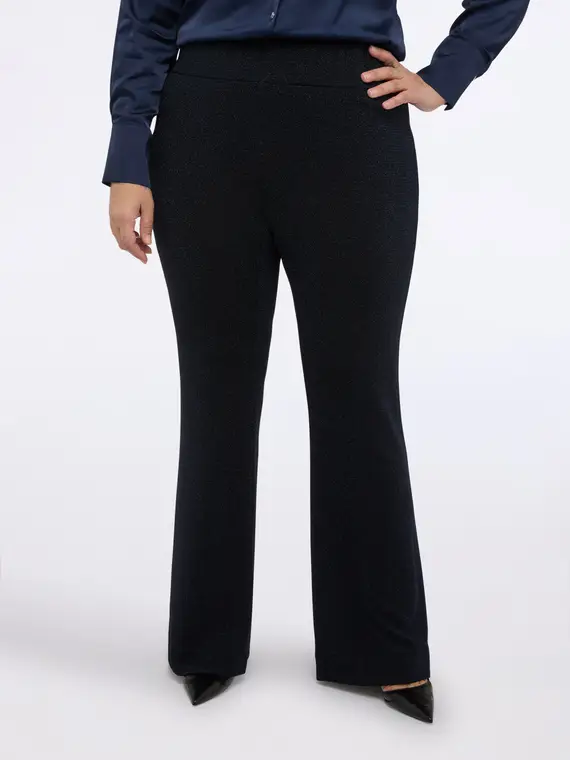 Pantaloni Flare scuba lurex Donna, Blu (56-58 IT)