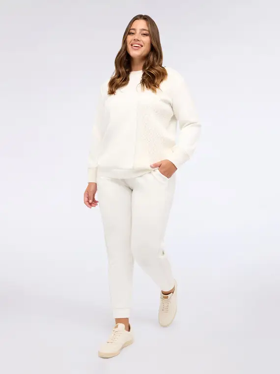 Pantaloni Jogger in tessuto scuba Donna, Bianco (60-62 IT)