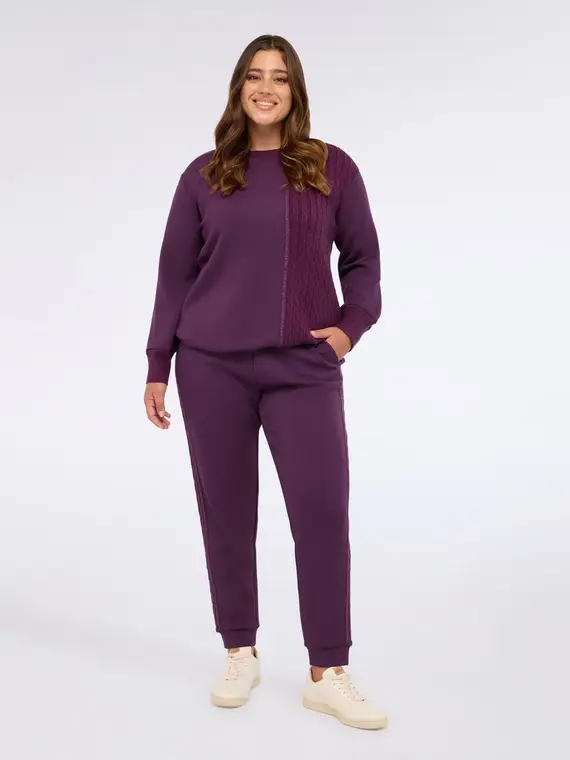 Pantaloni Jogger in tessuto scuba Donna, Viola (60-62 IT)
