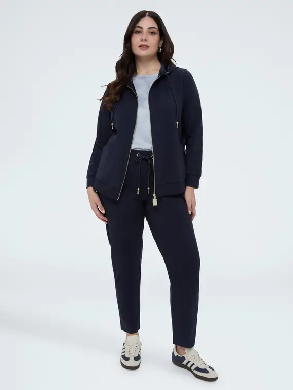 Pantaloni joggers in felpa con coulisse Donna, Blu (56-58 IT)