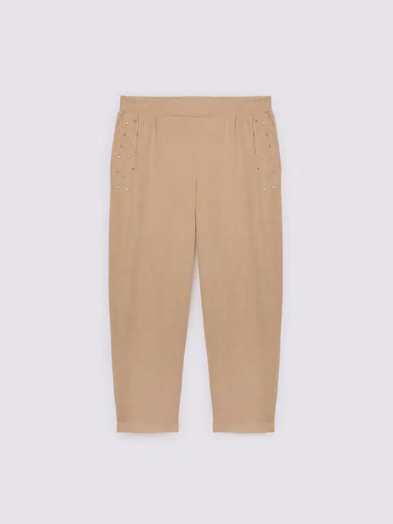 Pantaloni joggers in velluto a coste Donna, Beige (60-62 IT) miniatura 2