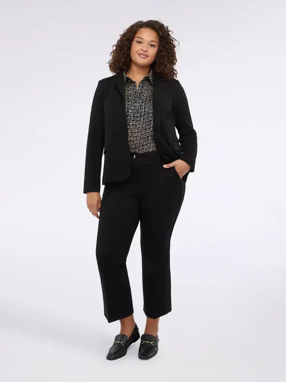 Pantaloni Kick Flare in Punto Milano Donna, Nero (44-46 IT)