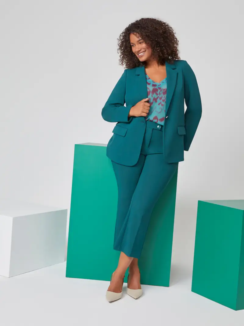 Pantaloni kick flare in tessuto stretch Donna, Verde (52-54 IT)