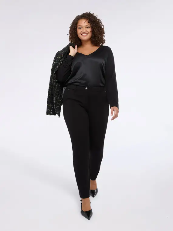 Pantaloni New York in punto Milano Donna, Nero (44-46 IT)