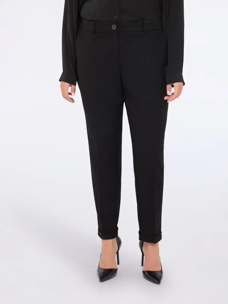 Fiorella Rubino - Pantaloni New York in tessuto stretch Donna, Nero Taglia: XL (60-62 IT)