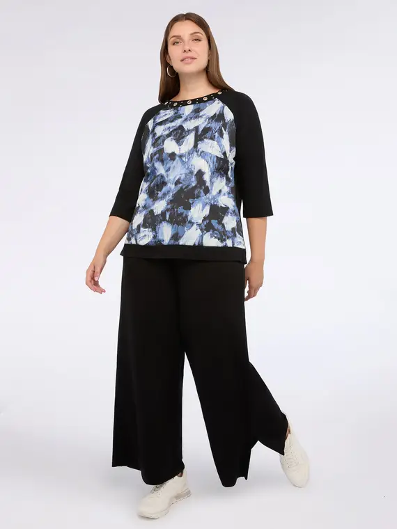 Pantaloni palazzo in tessuto scuba Donna, Nero (44-46 IT)