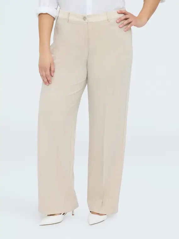 Pantaloni Regular effetto gessato Donna, Beige (52 IT)