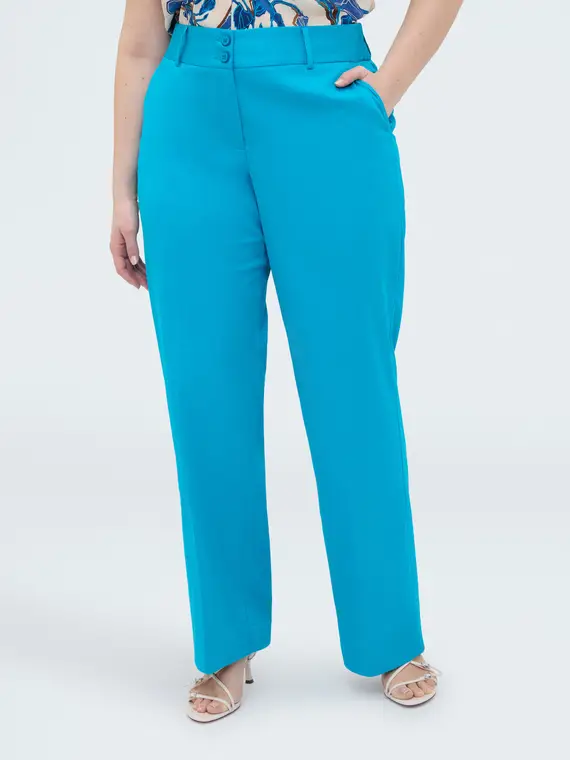 Pantaloni Regular in misto cotone Donna, Azzurro (58 IT)
