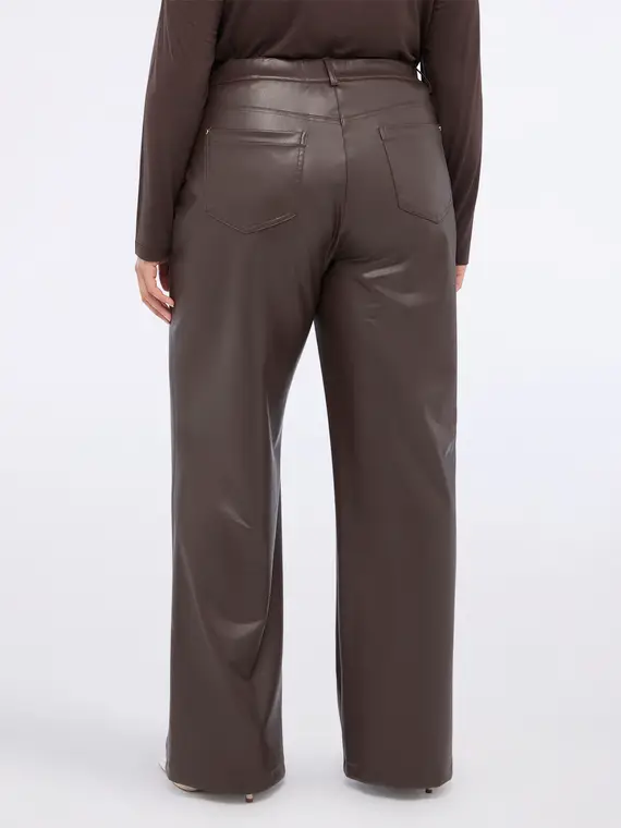 Pantaloni straight fit in tessuto spalmato Donna, Marrone (44-46 IT) miniatura 2