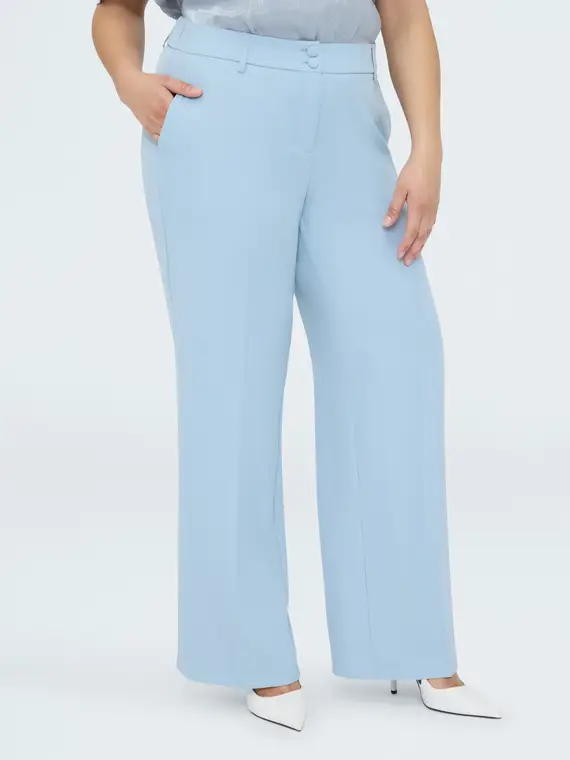 Pantaloni Wide Leg Donna, Azzurro (50 IT)