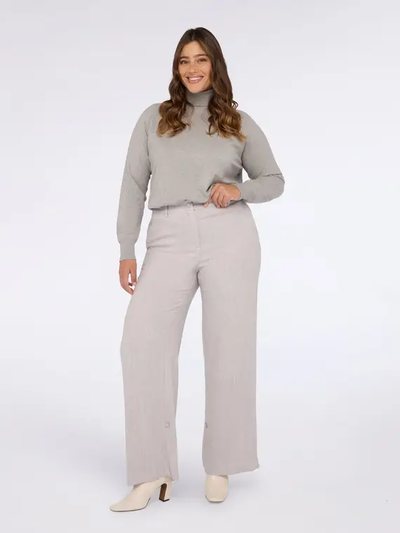 Pantaloni Wide Leg Donna, Beige (58 IT) miniatura 2