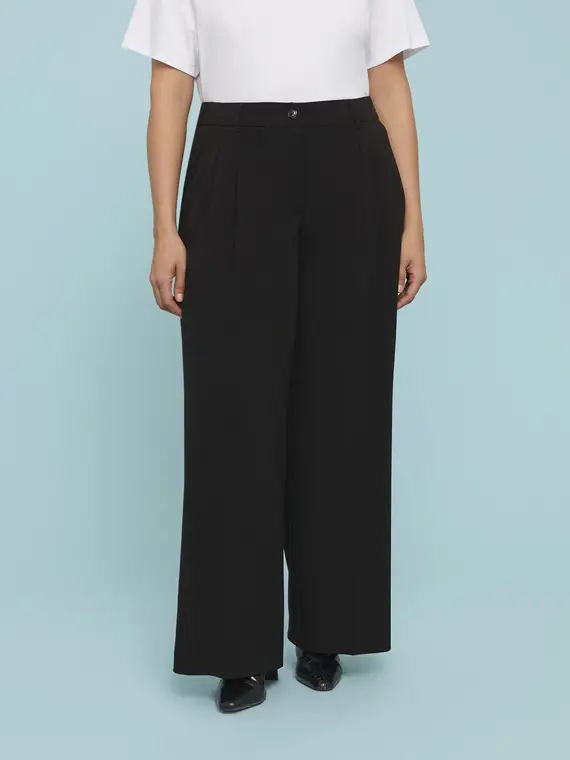 Pantaloni Wide Leg Donna, Nero (46 IT)