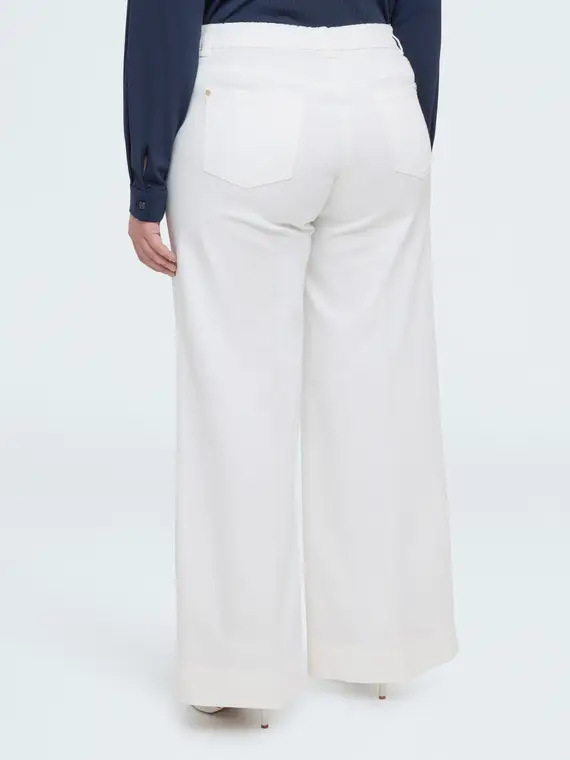 Pantaloni Wide Leg in cotone Donna, Bianco (48 IT) miniatura 2