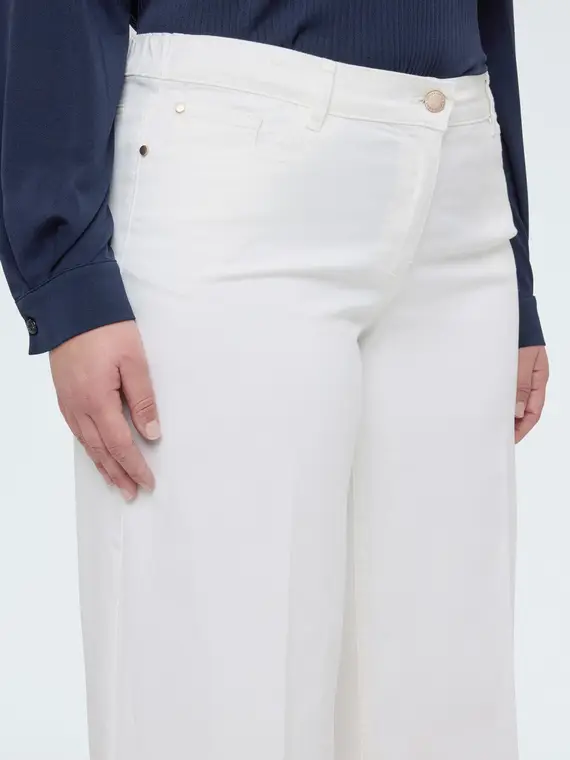 Pantaloni Wide Leg in cotone Donna, Bianco (48 IT) miniatura 3