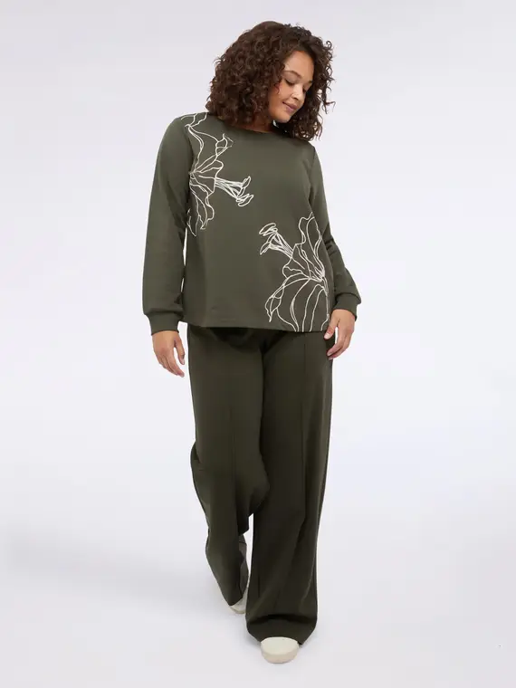 Pantaloni wide leg in punto milano Donna, Verde (44-46 IT)