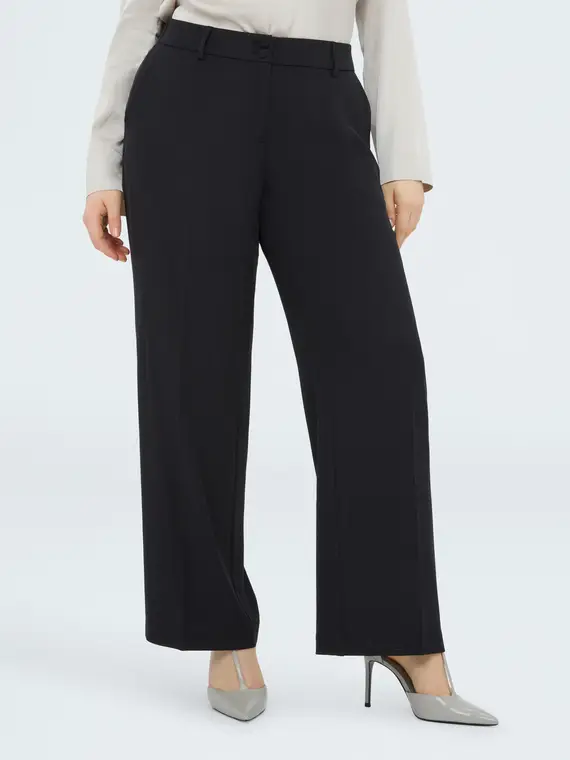 Pantaloni Wide Leg in tessuto fluido Donna, Nero (56 IT)