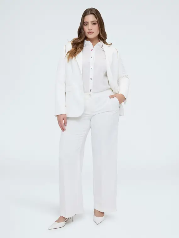 Pantaloni Wide Leg in tessuto fluido stretch Donna, Bianco (48 IT)