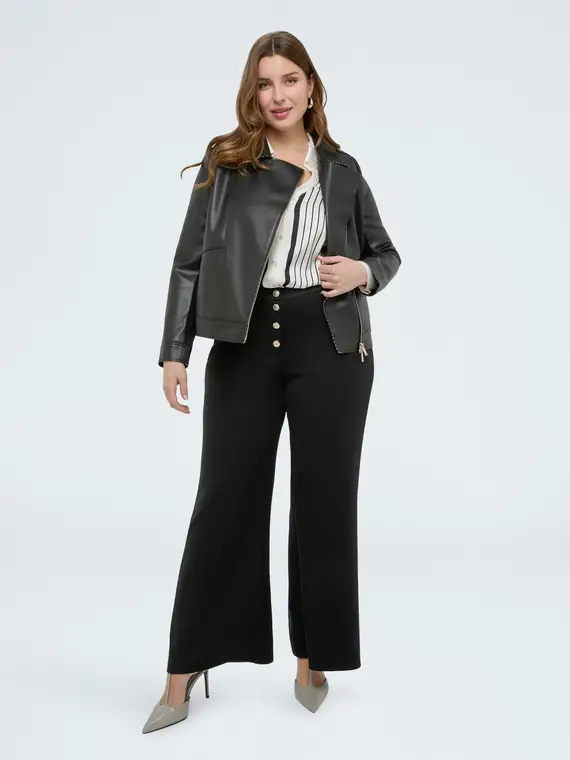 Pantaloni Wide Leg in tessuto scuba Donna, Nero (56-58 IT)